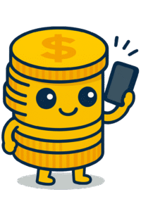 Spara smartast maskot pratar i en mobiltelefon