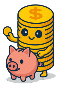 Spara smartast maskot sparar pengar i en spargris