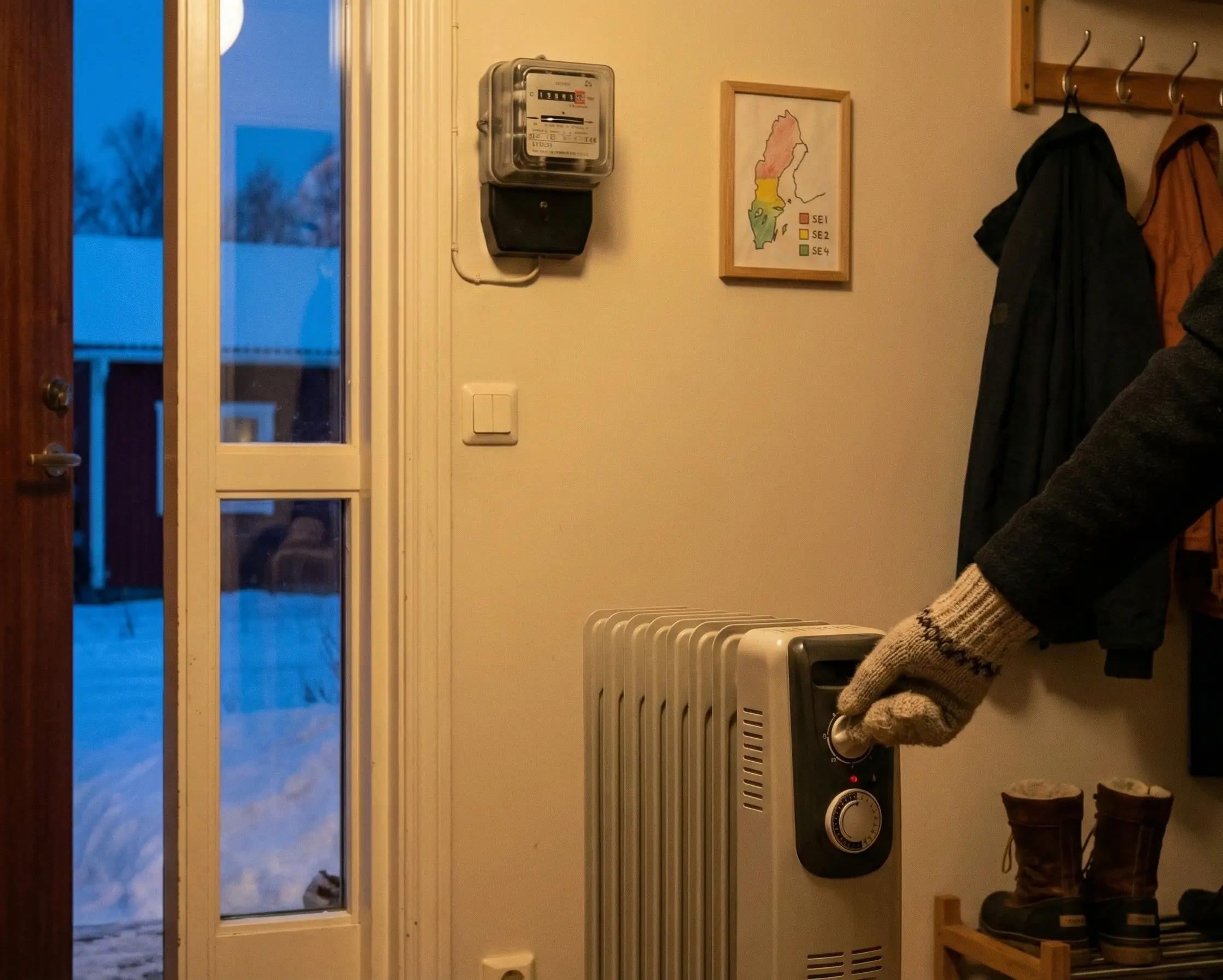Hemma på vintern med fokus på elområden och elkostnad.