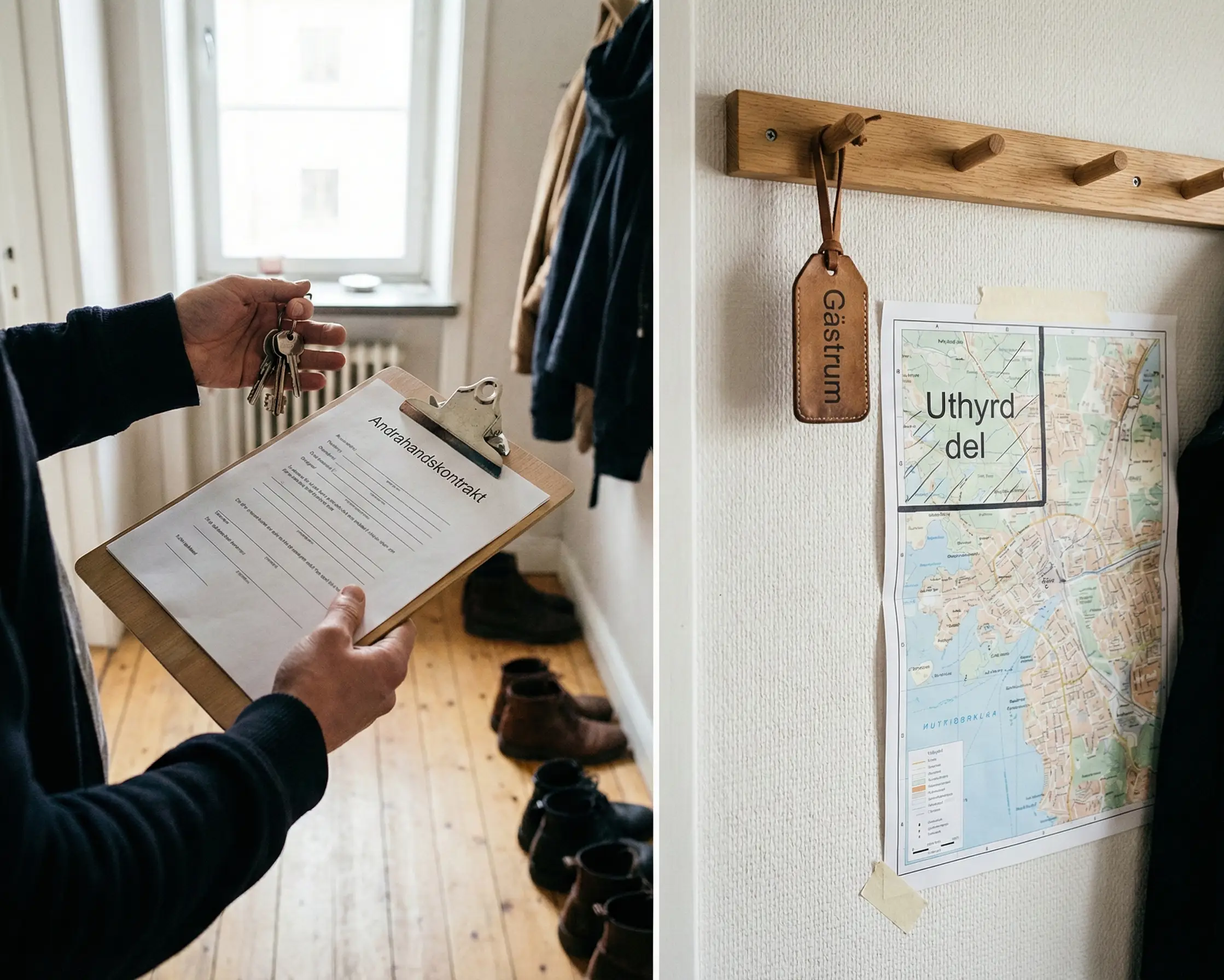 Nycklar och andrahandskontrakt inför uthyrning av bostad 2026.