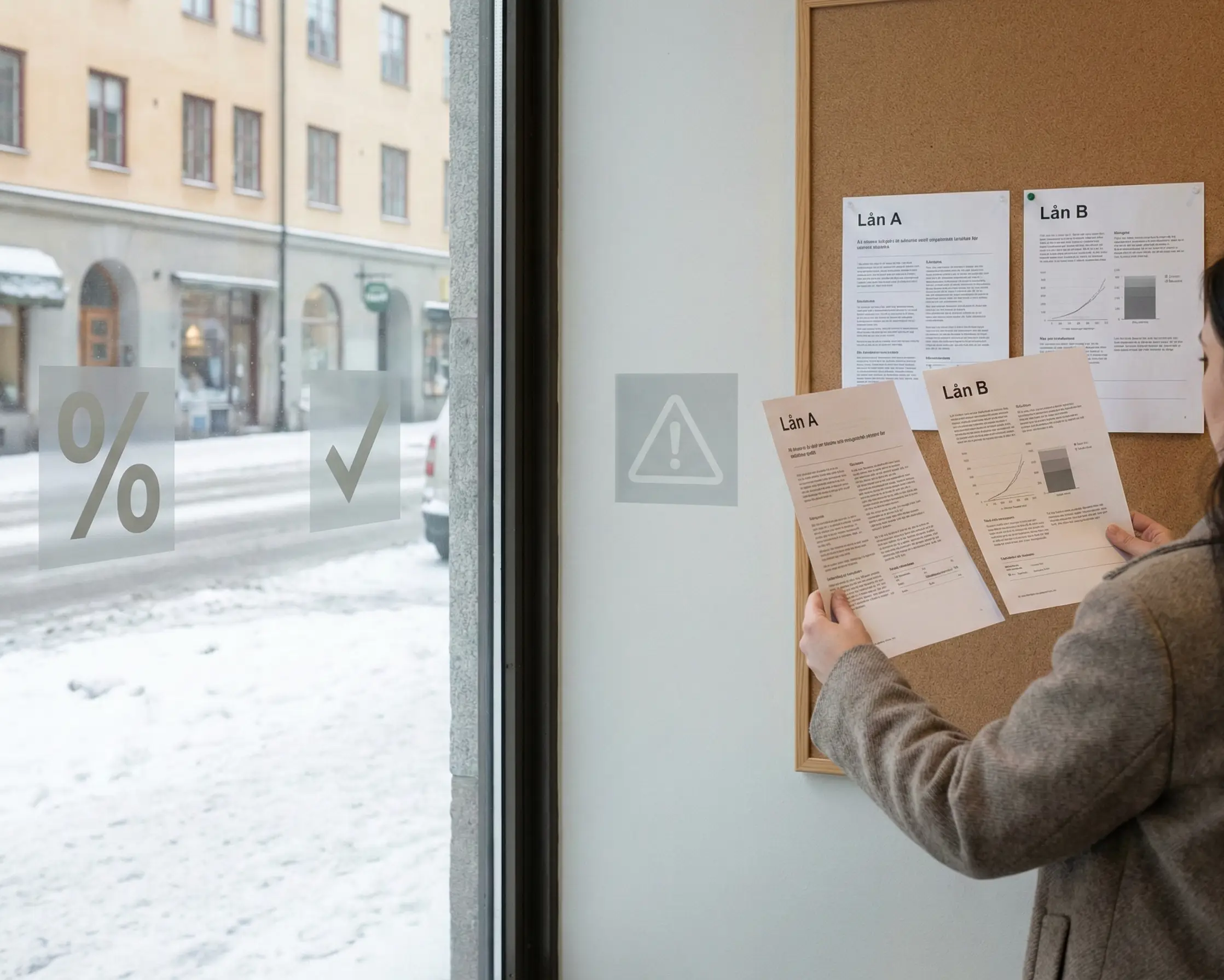 Person jämför två låneerbjudanden och villkor innan privatlån.